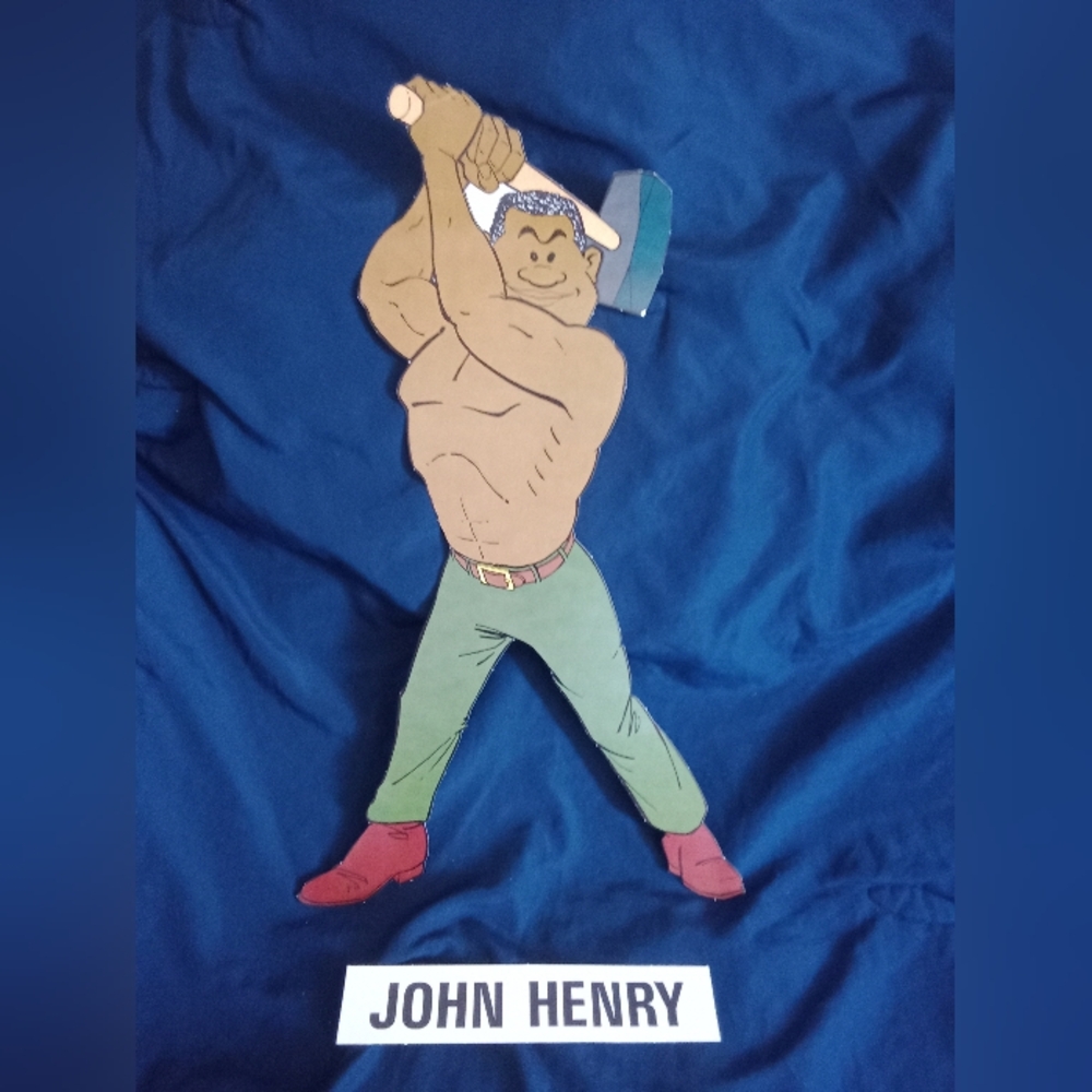 Vintage Teacher's Wall Art American Folklore John Henry 24" Tall 1980s 80s